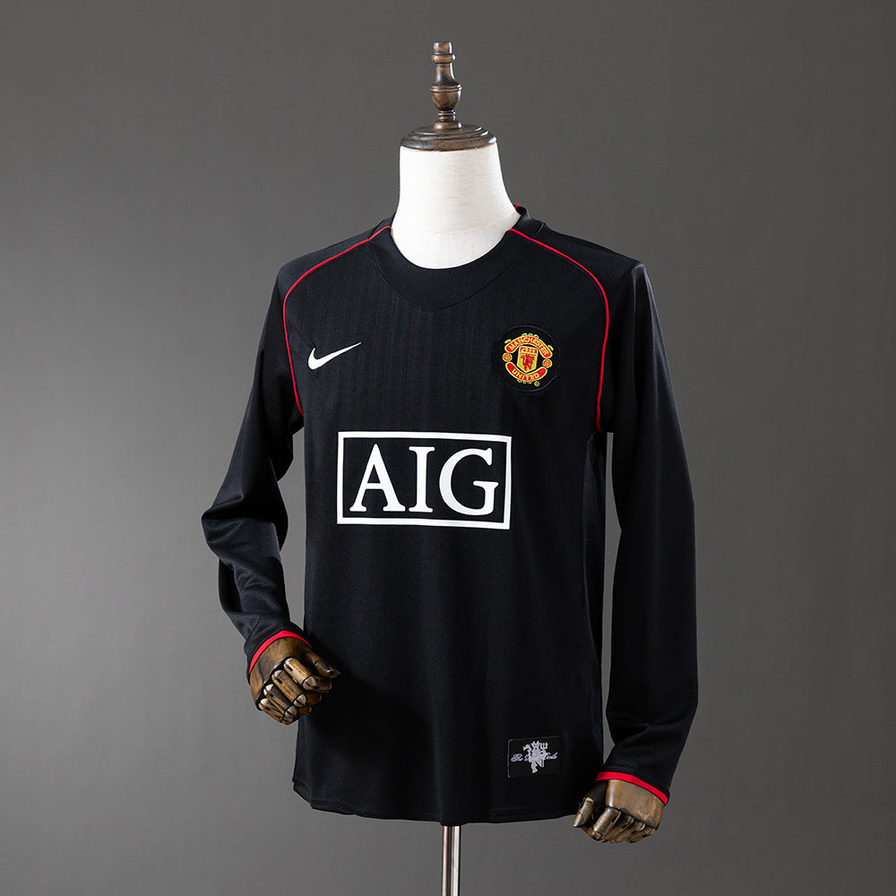 Manchester United 2007/08 Away Black Long Sleeve Retro Jersey