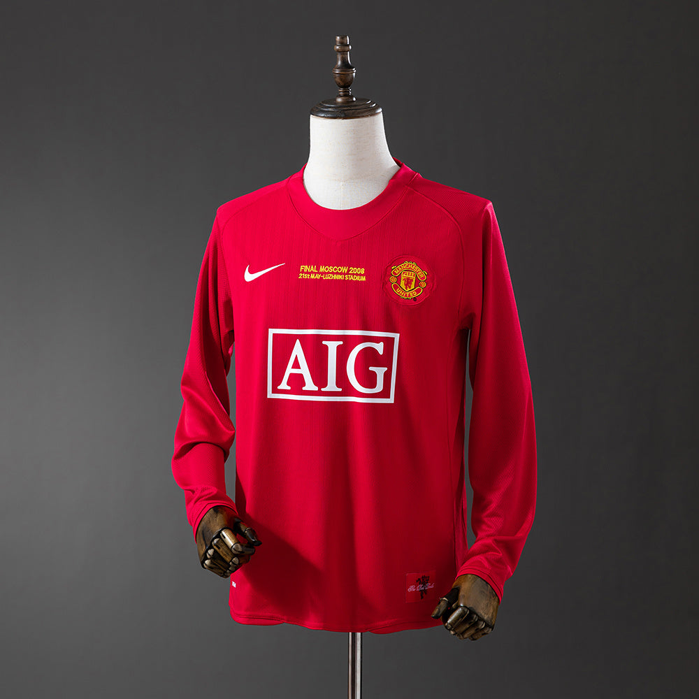 Manchester United 2007/08 Champions League Home Long Sleeve Retro Jersey