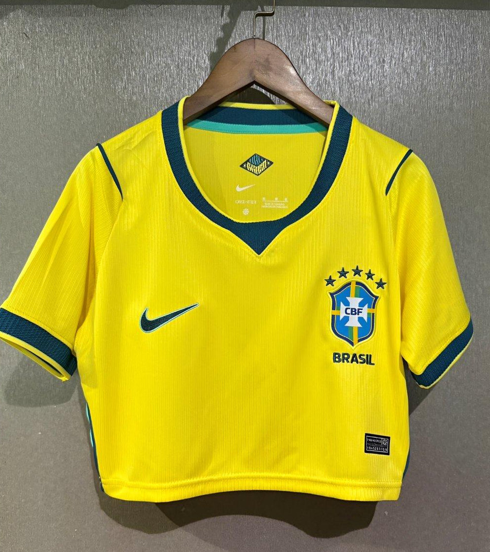 2026 Brazil Home Women Cropped Jersey